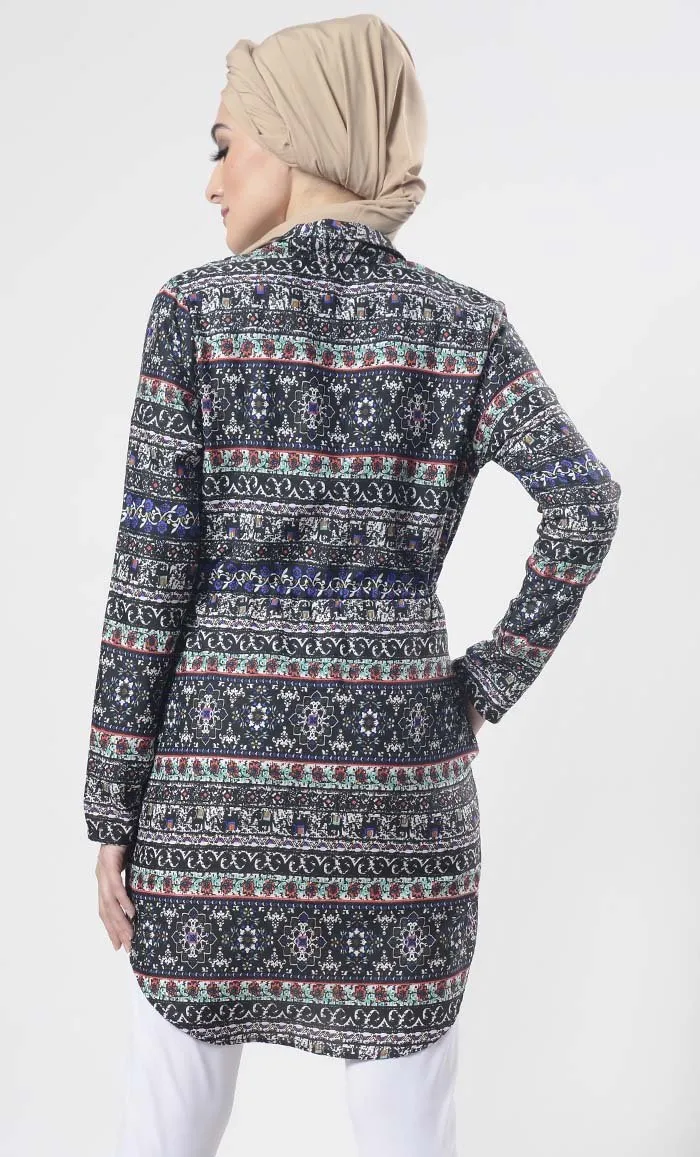 Abstract Printed Shrug Style Tunic