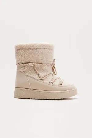 Alaska Platform Snow Booties - Beige