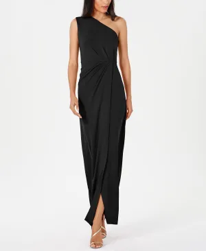Calvin Klein Draped One Shoulder Dress, Black