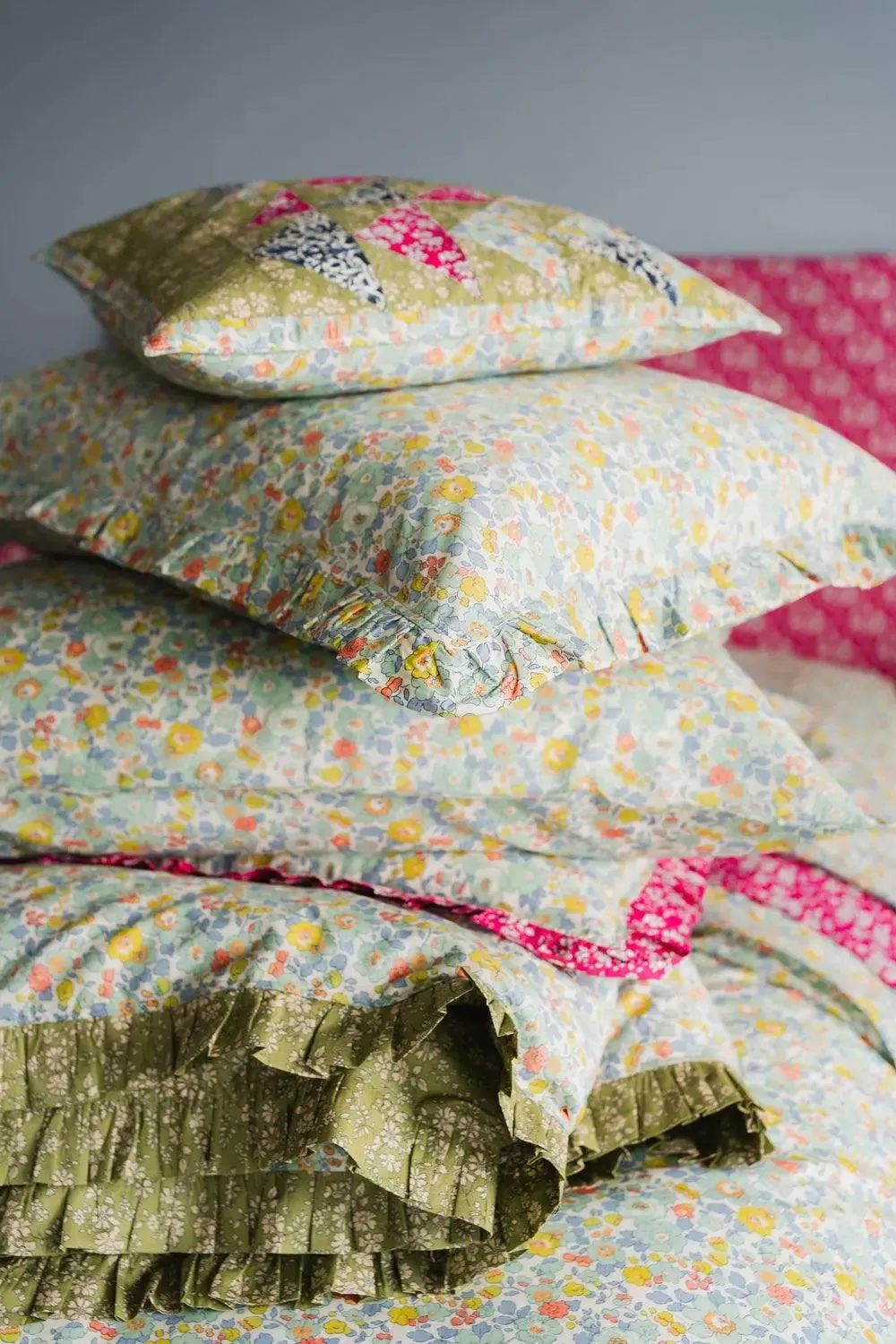 CAPEL PISTACHIO, LODDEN & BETSY SAGE Liberty Patchwork Cushion
