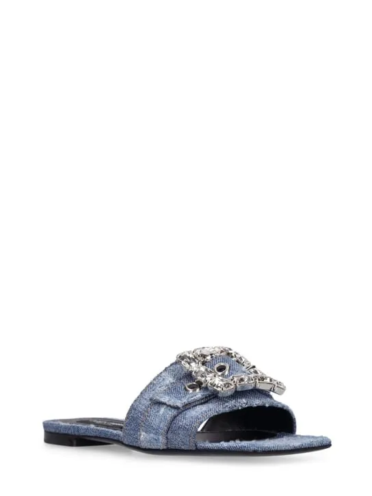 Dolce&amp;Gabbana   10mm Denim patchwork leather flats 