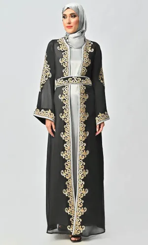 Egypt Moroccan Style Detailed Embroidery On Georgette And Included Grey Satin Inner - Final Sale