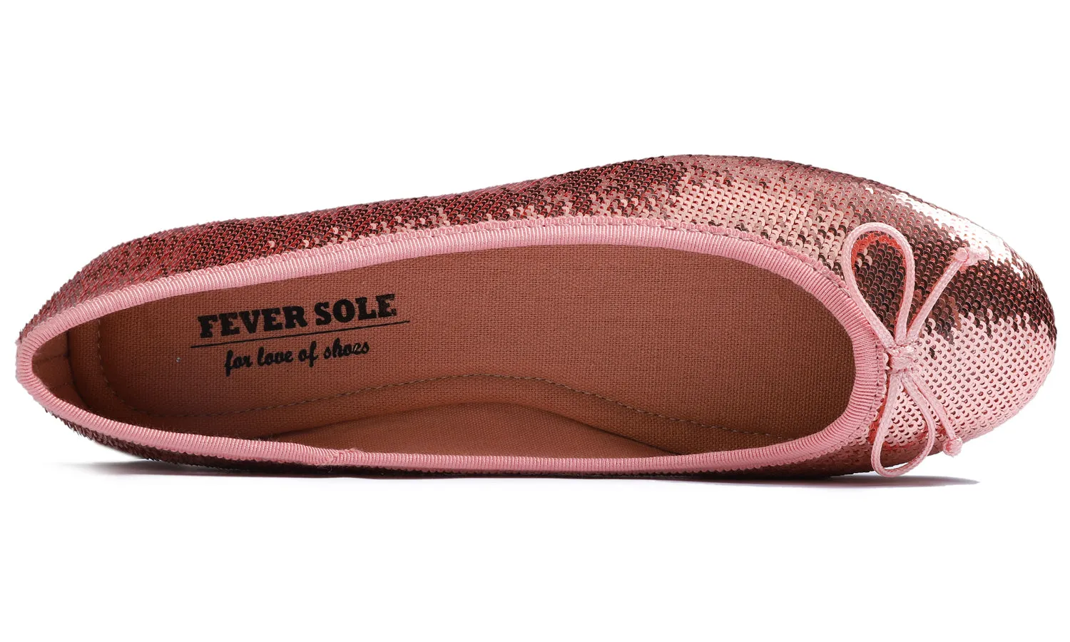 Feversole Women's Sparkle Memory Foam Cushioned Colorful Shiny Ballet Flats Rose Gold Sequin
