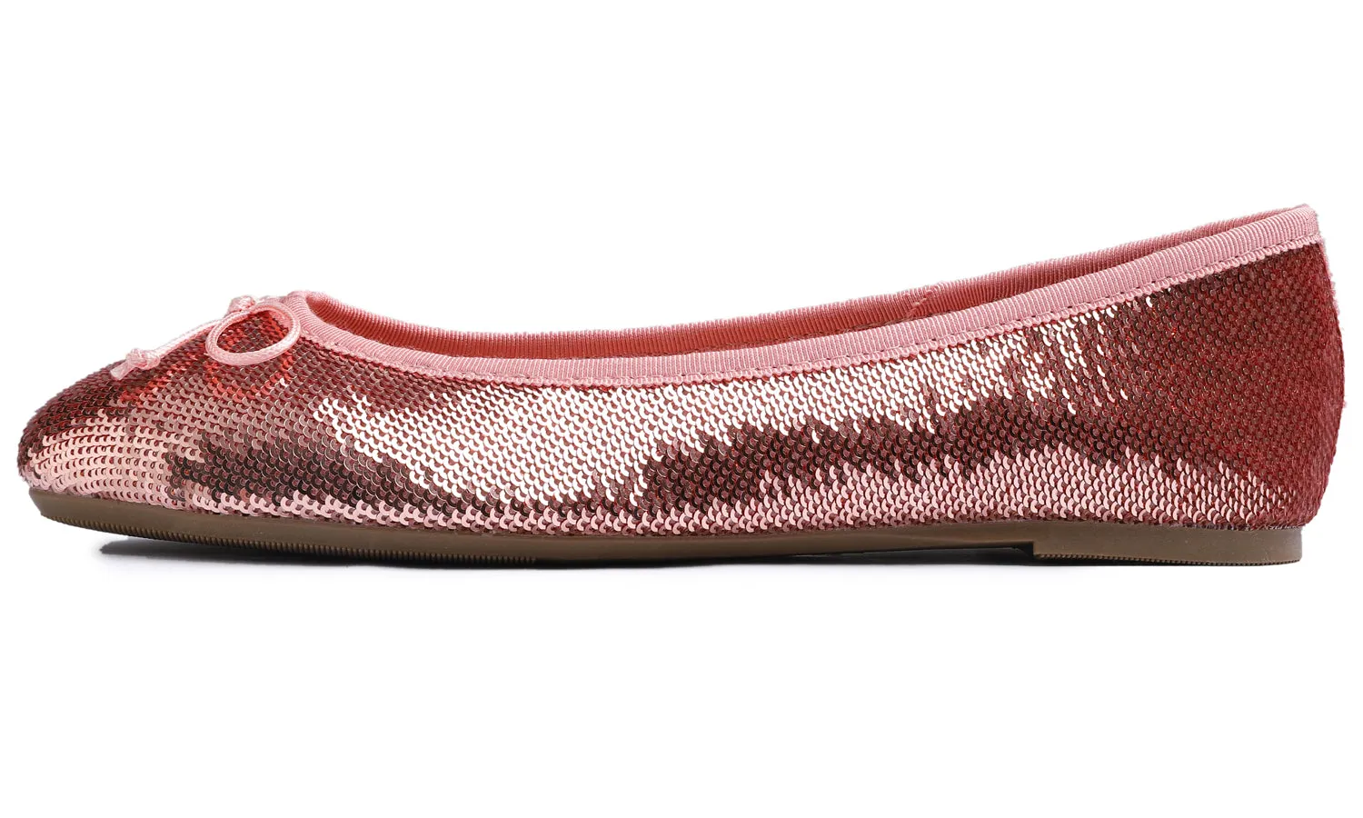 Feversole Women's Sparkle Memory Foam Cushioned Colorful Shiny Ballet Flats Rose Gold Sequin