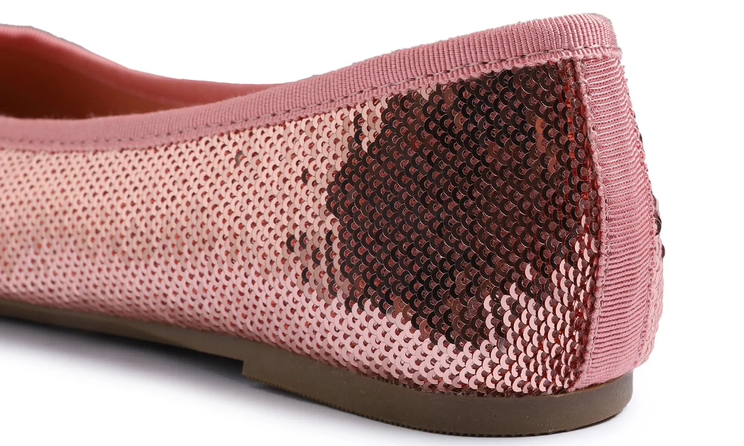 Feversole Women's Sparkle Memory Foam Cushioned Colorful Shiny Ballet Flats Rose Gold Sequin