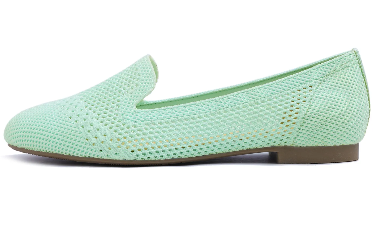 Feversole Women's Woven Fashion Breathable Knit Flat Shoes Mint Green Loafer