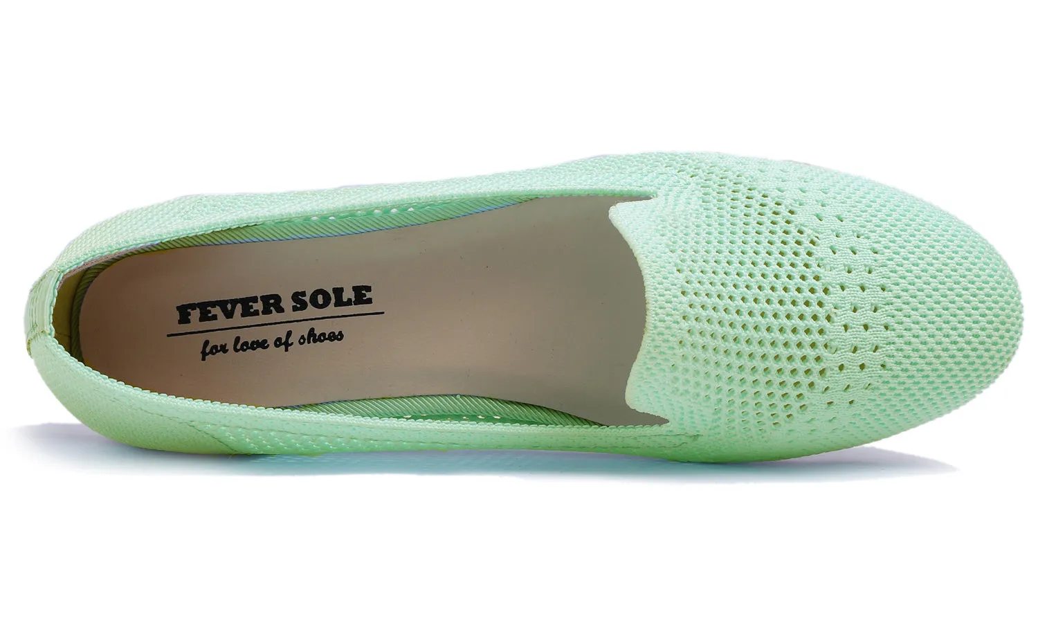 Feversole Women's Woven Fashion Breathable Knit Flat Shoes Mint Green Loafer