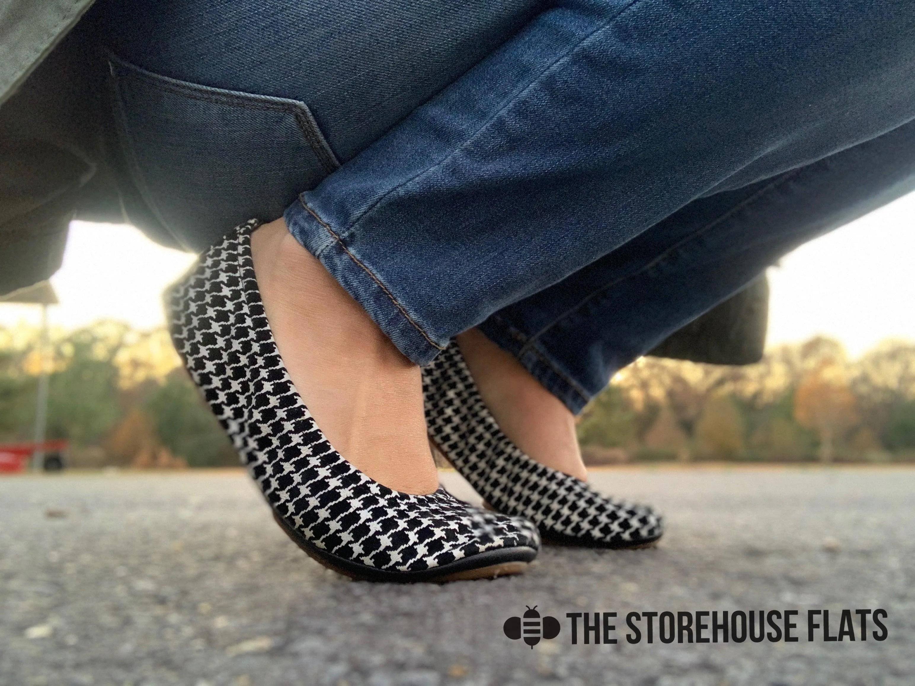 FINAL SALE - Size 5 Houndstooth Suede Storehouse Flats