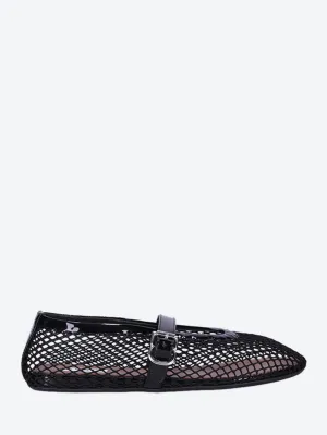 Fishnet patent leather ballet flats