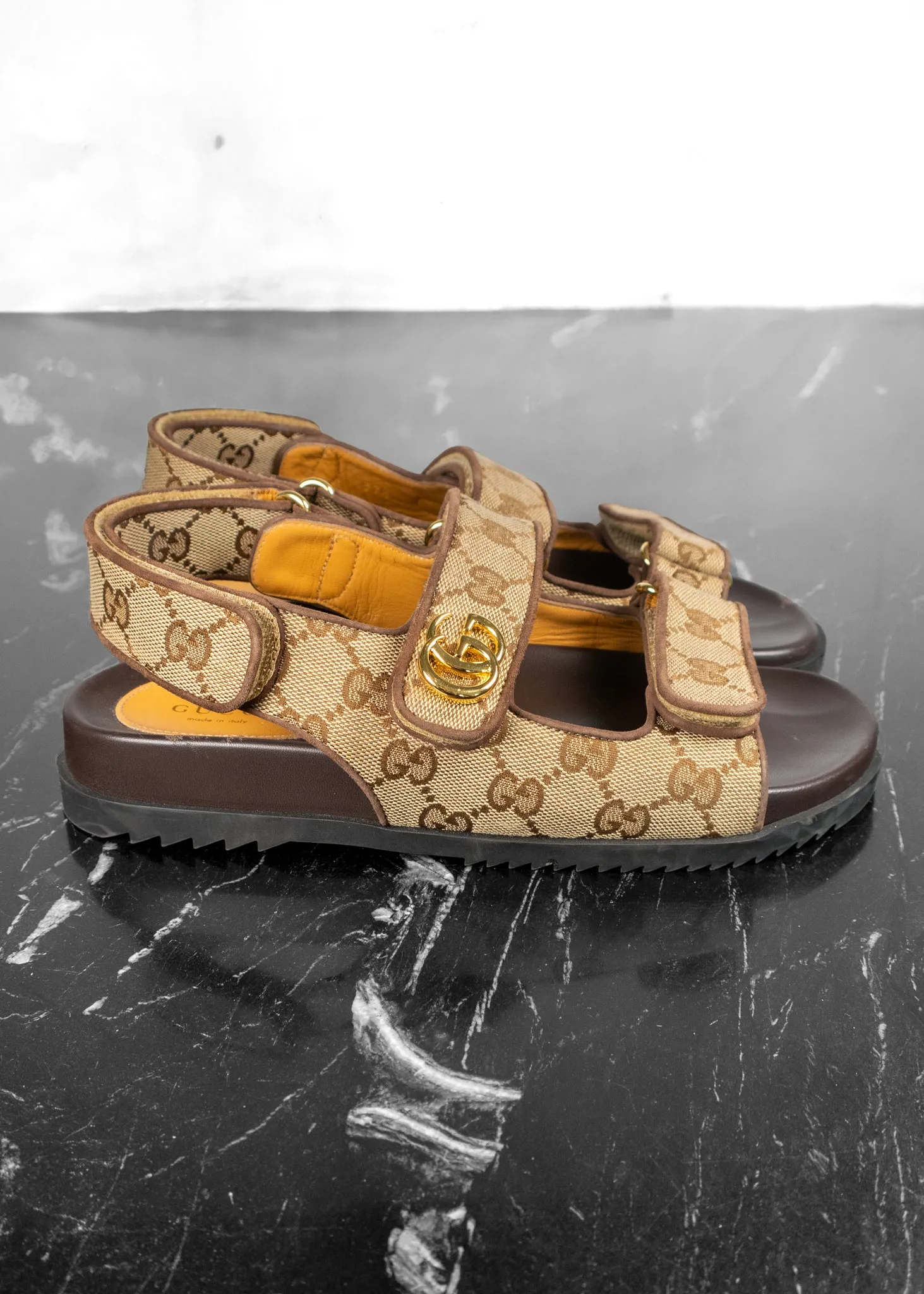 Gucci Double G Beige And Ebony Sandals