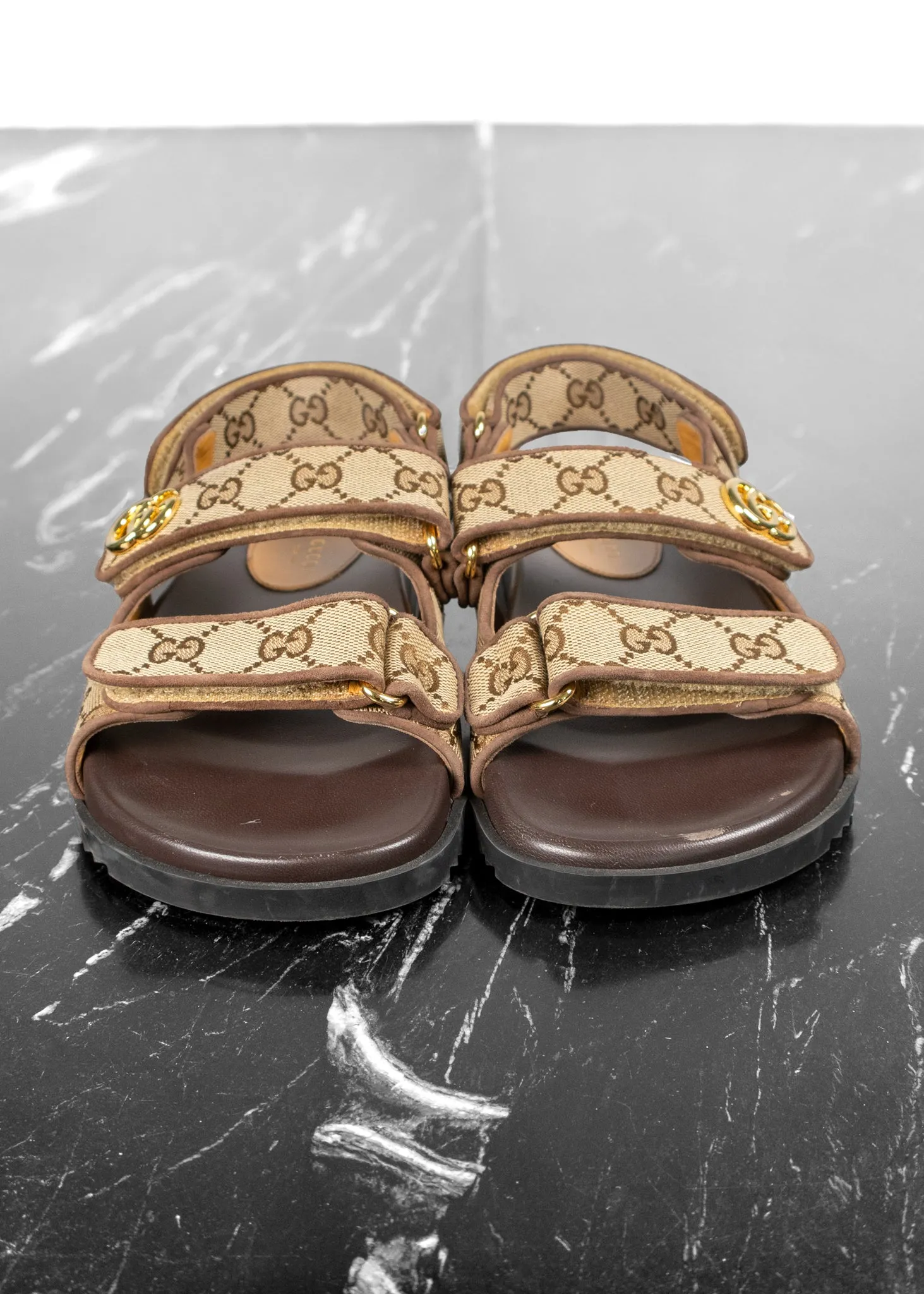 Gucci Double G Beige And Ebony Sandals