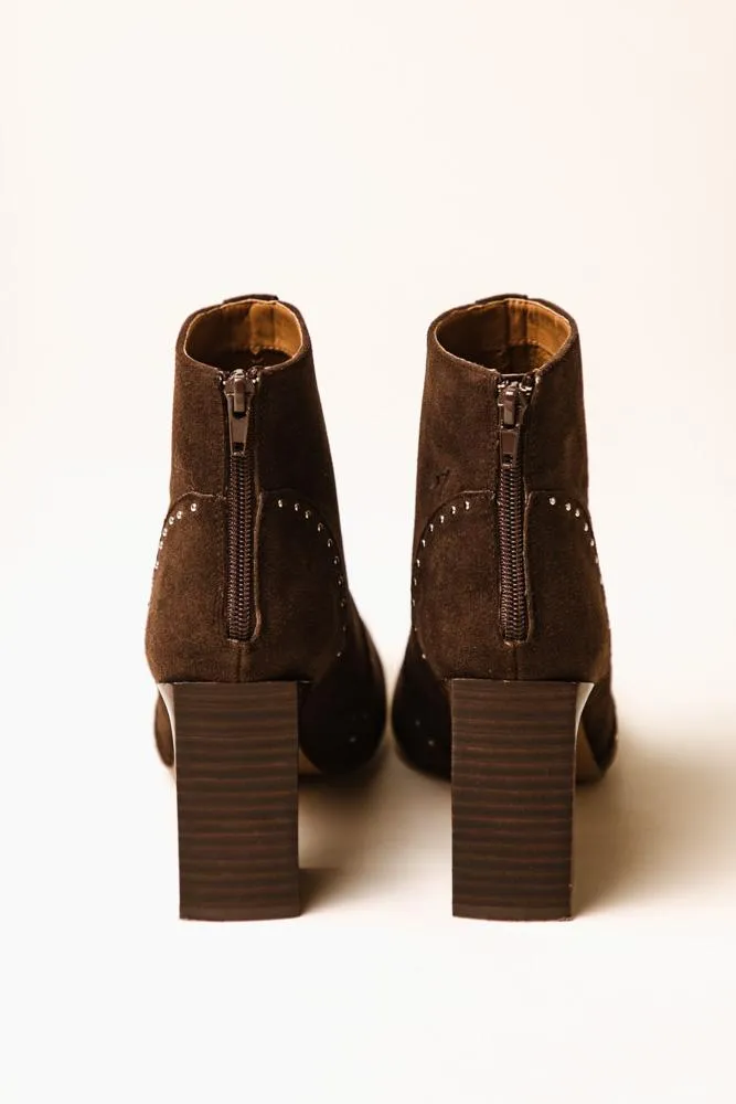 Lindsey Studded Booties in Brown