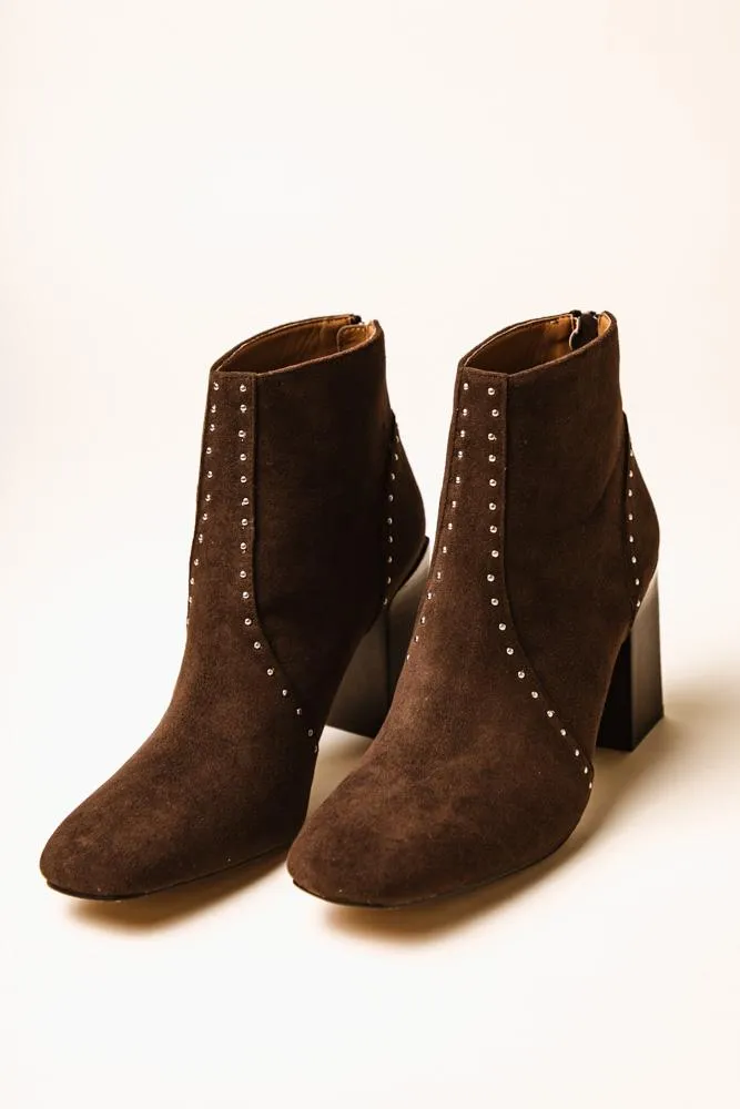 Lindsey Studded Booties in Brown