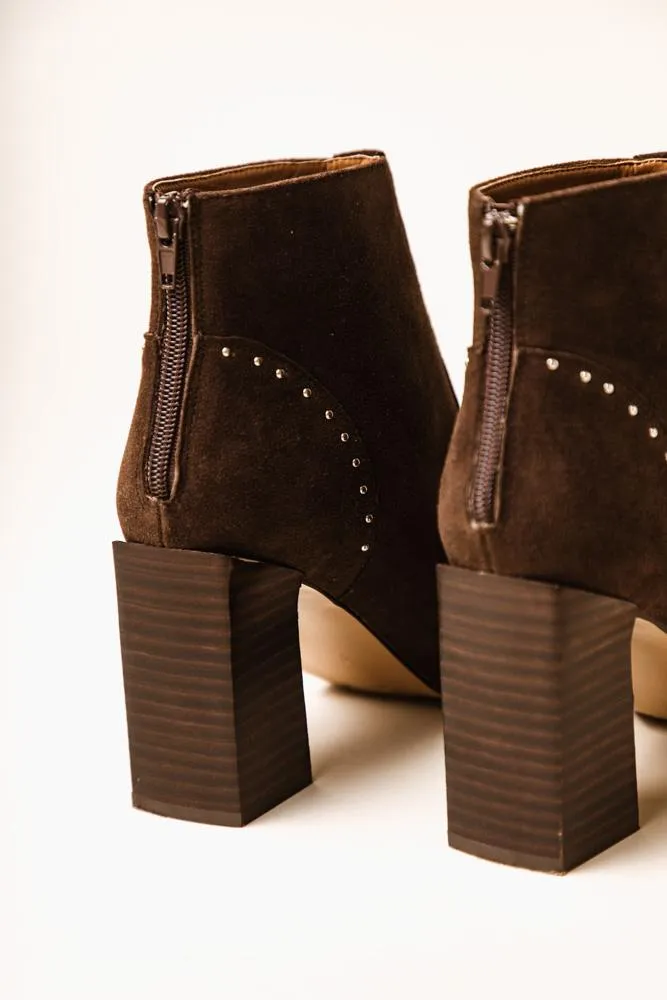 Lindsey Studded Booties in Brown