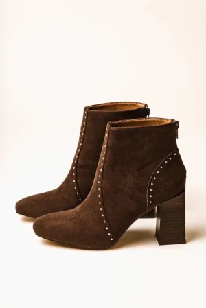 Lindsey Studded Booties in Brown