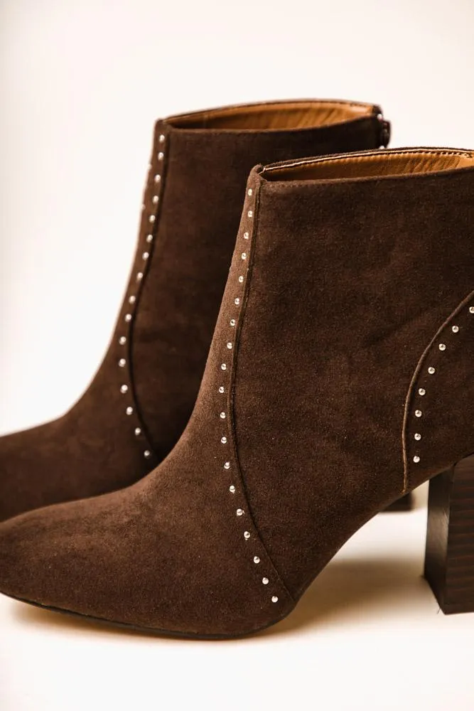 Lindsey Studded Booties in Brown