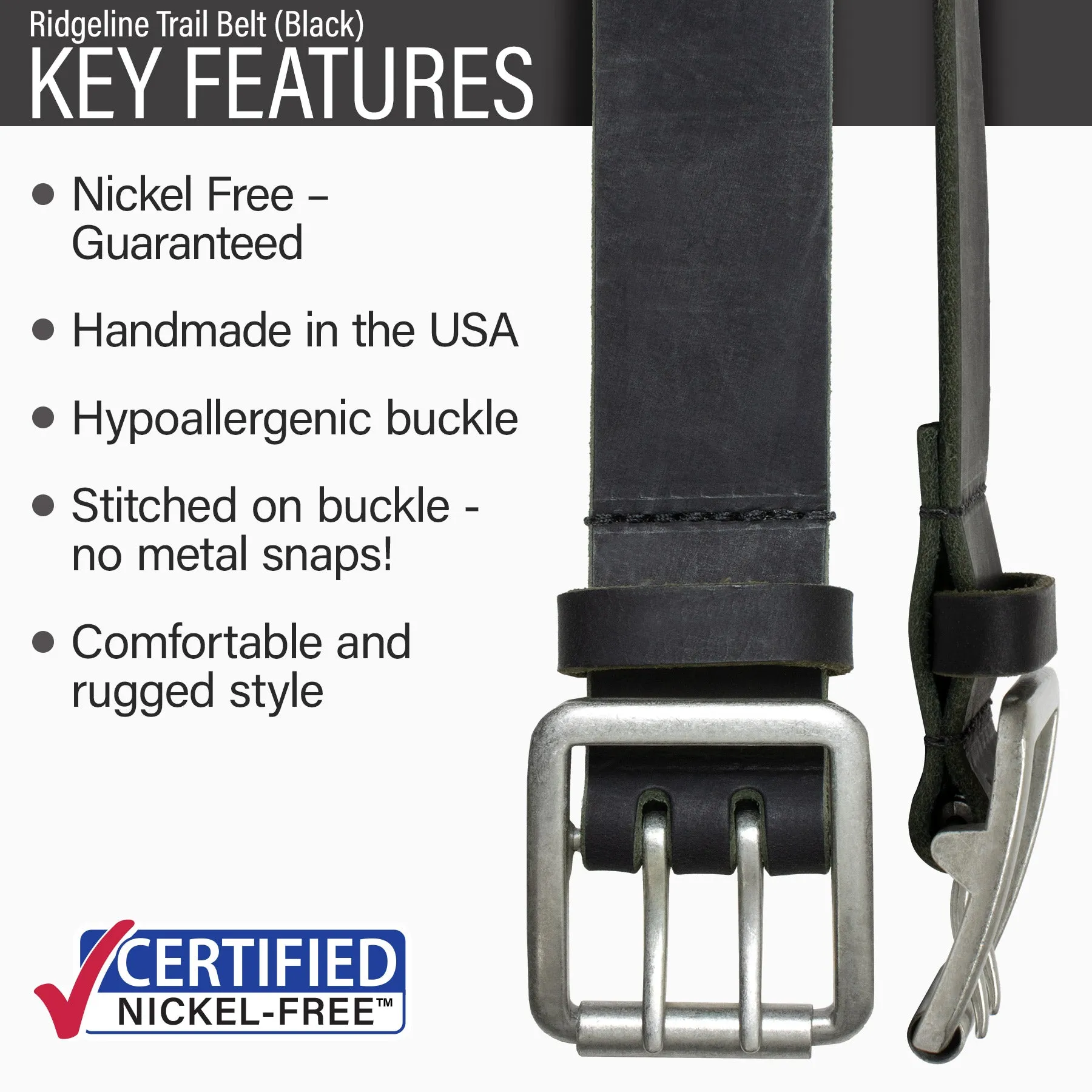 Ridgeline Trail Belt (Black) by Nickel Smart®