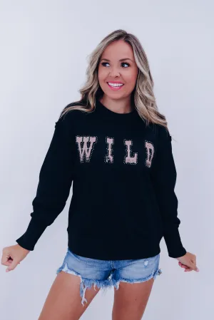 Wild Studded Graphic Sweatshirt - Black
