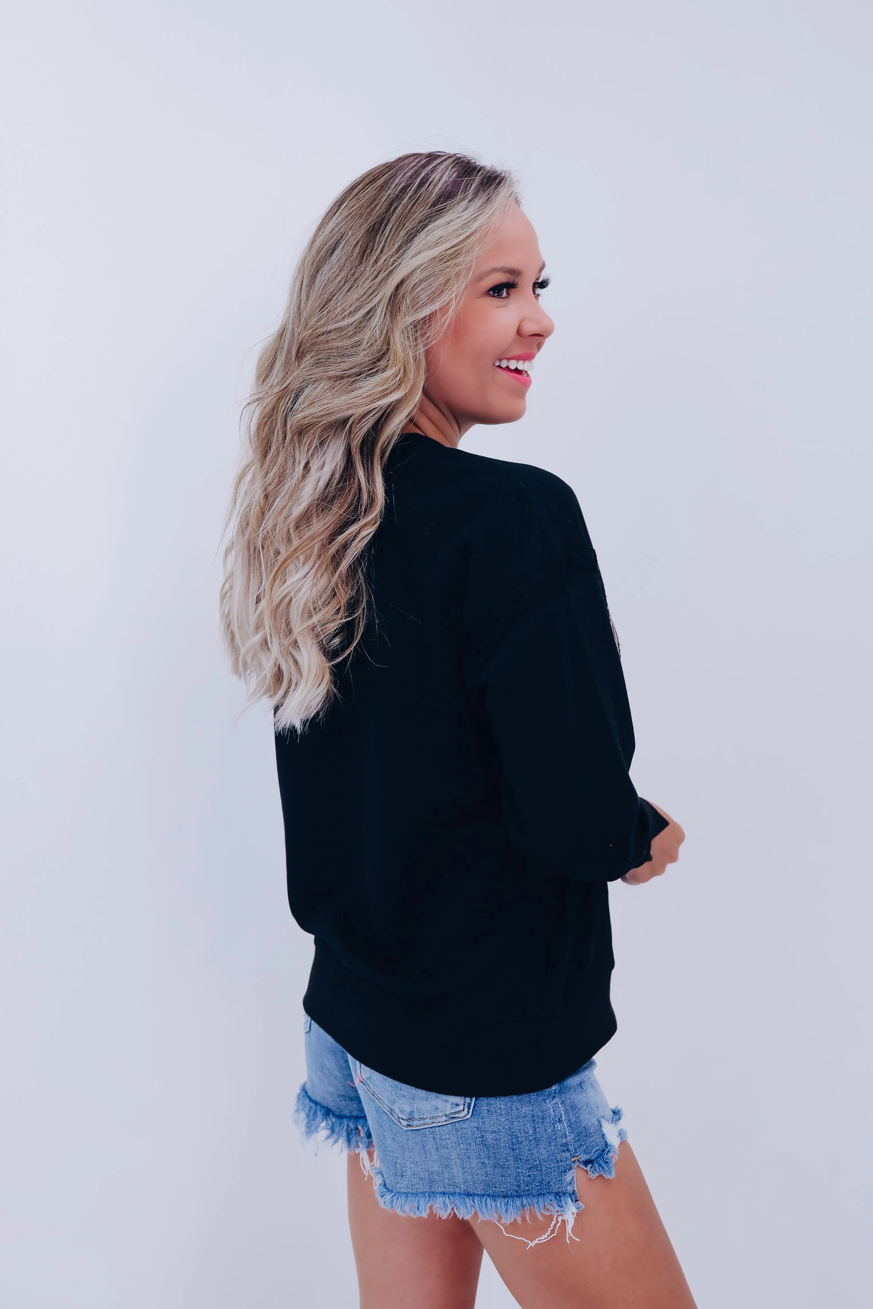 Wild Studded Graphic Sweatshirt - Black