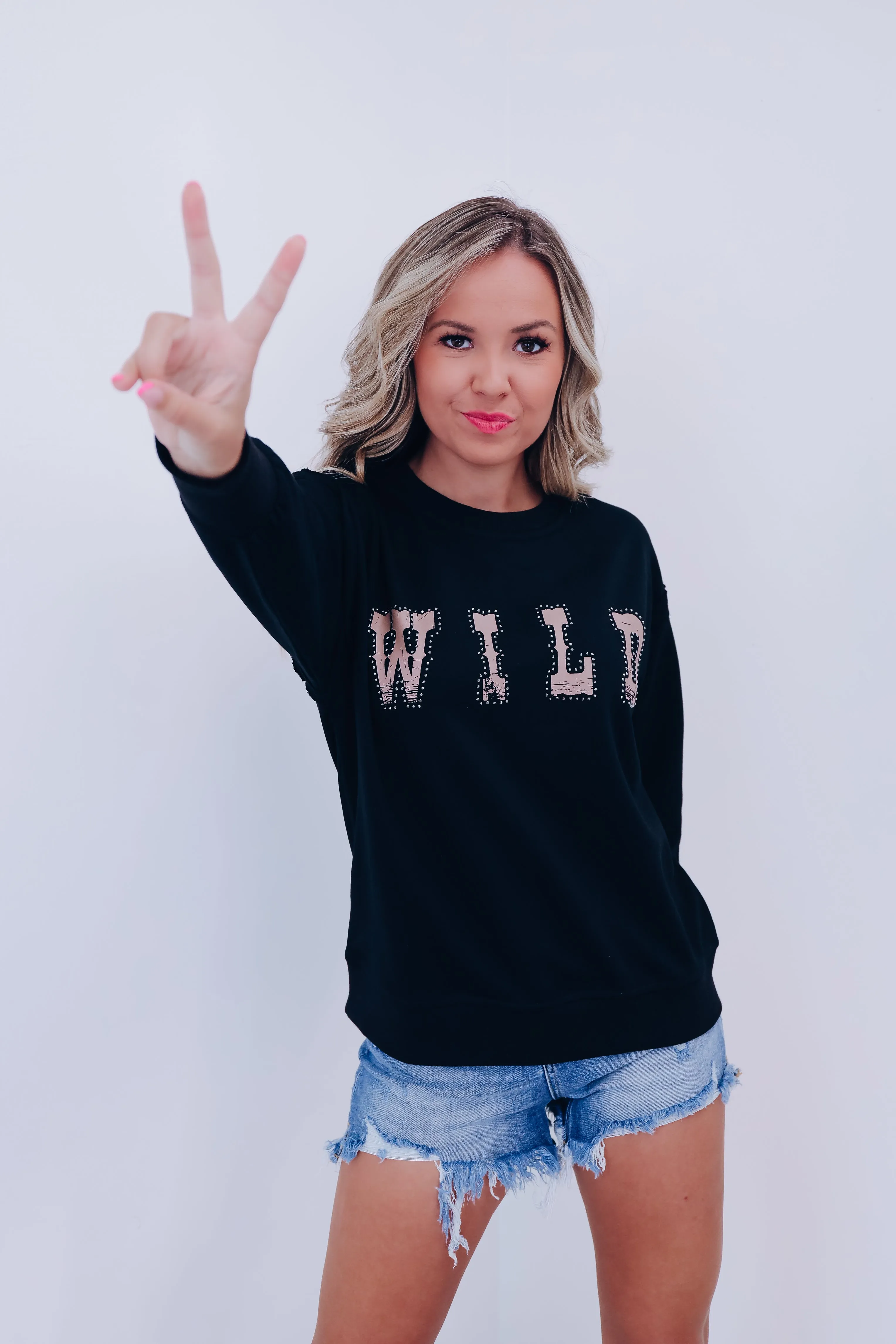 Wild Studded Graphic Sweatshirt - Black