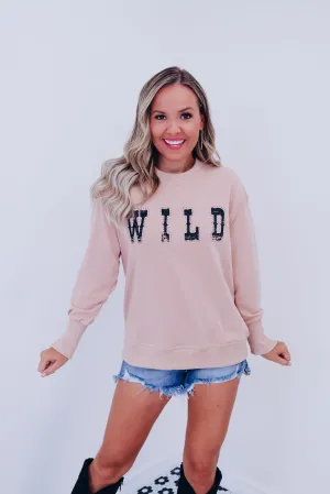 Wild Studded Graphic Sweatshirt - Taupe
