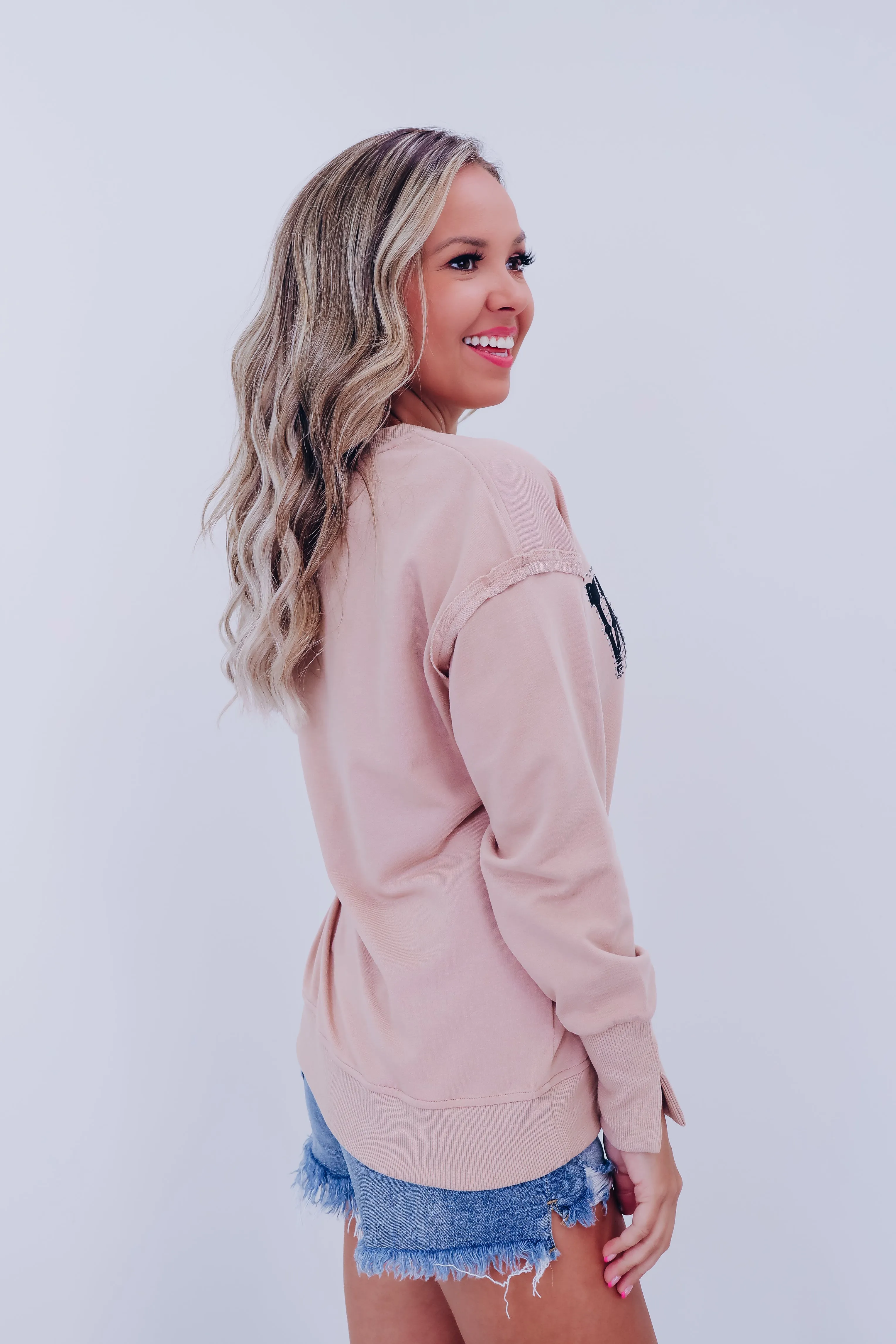 Wild Studded Graphic Sweatshirt - Taupe